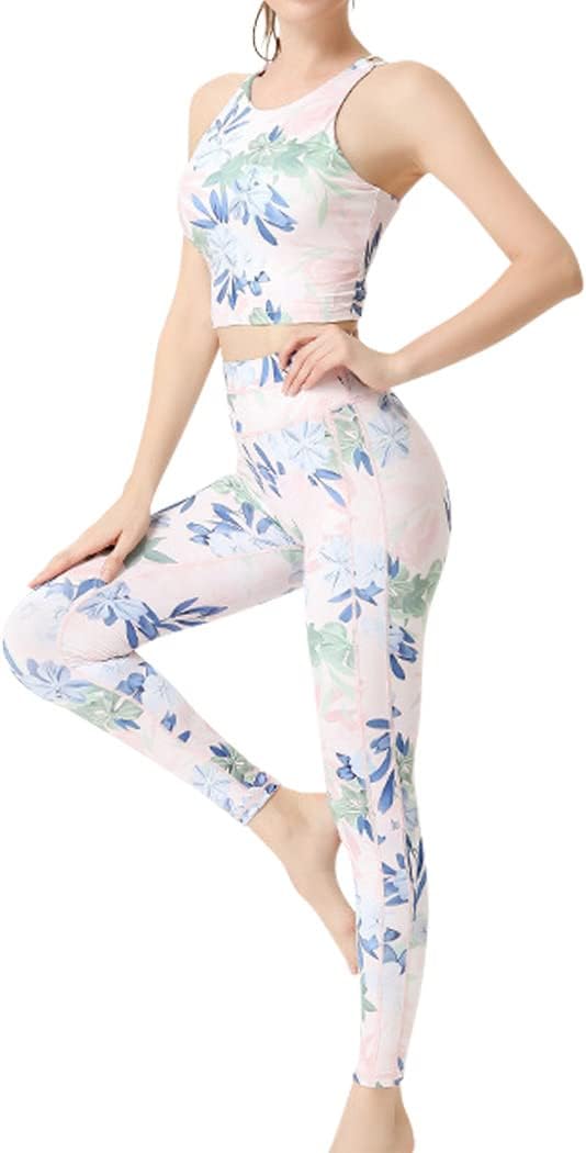 [DAYCLOSET] ヨガウェア レディース 上下セット タンクトップ カップ付き レギンス 薄手 ストレッチ yoga103 (M, ピンク) — ピンク